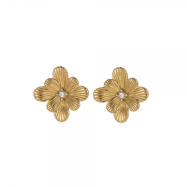 Boucles d'Oreilles Créoles Fleur Plaqué Or pour Femme|4,49 €|OKKO MODE