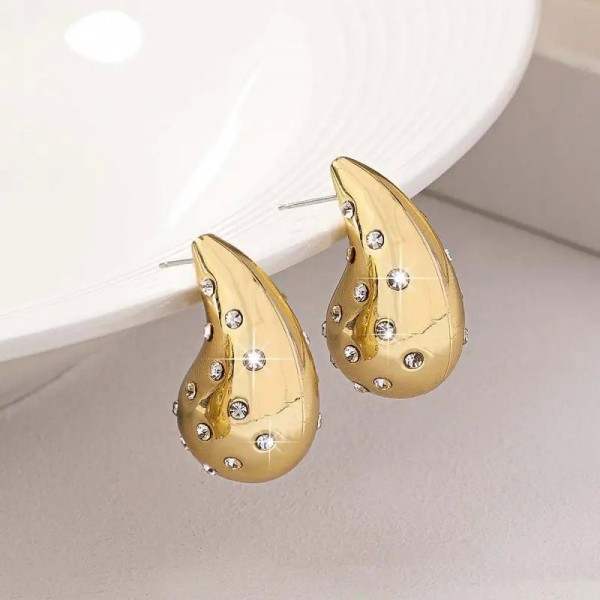 Boucles d'oreilles goutte cristal coloré luxe, acier inoxydable|2,69 €|OKKO MODE