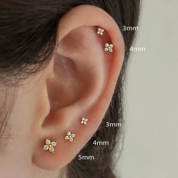 Boucle d'oreille ronde fleur femme, clou or - bijoux exquis|1,79 €|OKKO MODE