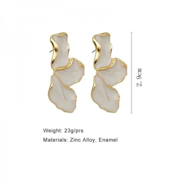 Boucles d'Oreilles en Métal Couleur Crème Fleur Femme Plaqué Or|2,69 €|OKKO MODE