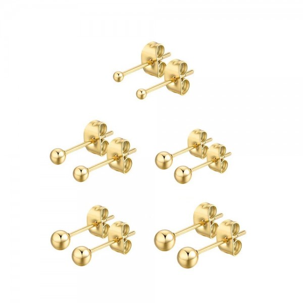 Boucles d'Oreilles Acier Inoxydable Plaqué Or 14K Femme Fille, Ensemble 2-6mm|2,69 €|OKKO MODE