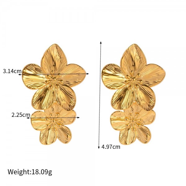 Boucles d'Oreilles Vintage en Acier Inoxydable Plaqué Or 18K - Accessoire Fleur Métal Imperméable|8,99 €|OKKO MODE