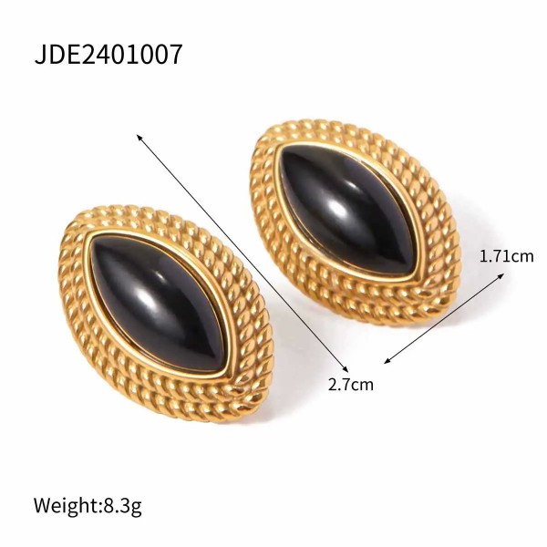 Boucles d'Oreilles Vintage en Onyx Noir pour Femme, Bijoux Géométriques Acier Inoxydable|6,29 €|OKKO MODE