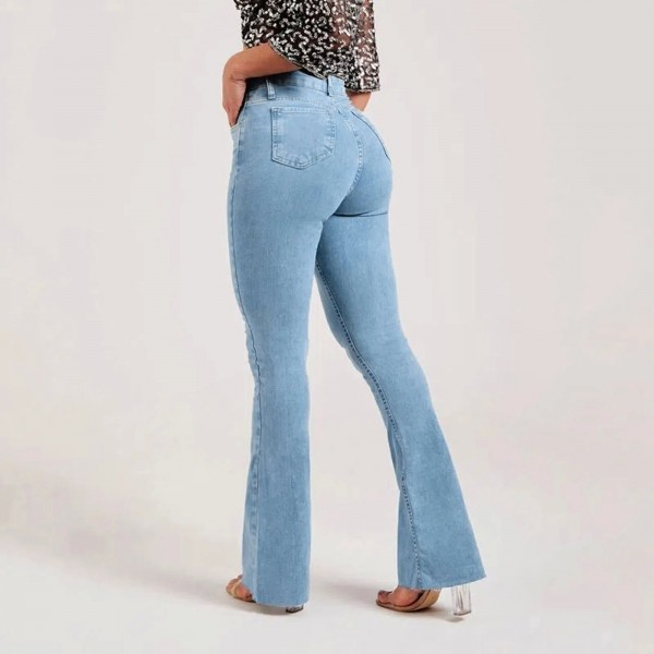 Jean Évasé en Denim pour Femme, Taille Haute, Slim, Élégant, Décontracté, à la Mode, Nouvelle Collection Automne 2024|26,99 €|OKKO MODE