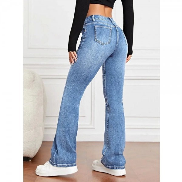 Jean slim en denim pour femmes, pantalon droit, décontracté|29,69 €|OKKO MODE