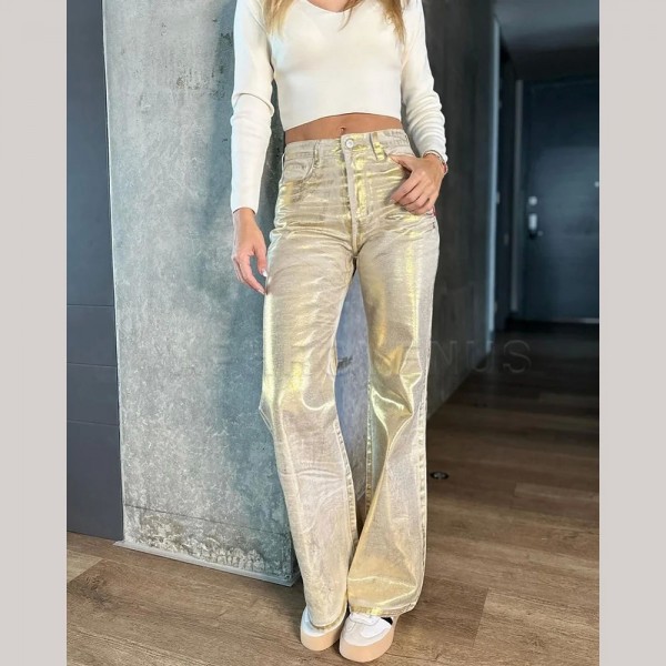 Calça Jeans de Cintura Alta para Mulher, Estilo Urbano Hip-hop Y2K