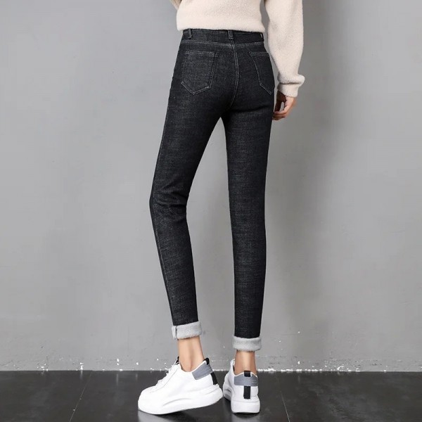 Pantalon Jean Thermique pour Femme, Slim Épais Rétro Hiver 2023|21,59 €|OKKO MODE