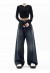 Pantalon amincissant taille haute pour femme, longueur au sol, jambe large et rétro | $21.66 | OKKO MODE