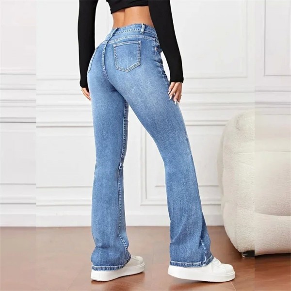 Jean en Denim pour Femme, Pantalon Décontracté Micro Flares Vintage Taille Moyenne Épissure Bureau CommPiedmont|25,19 €|OKKO MODE