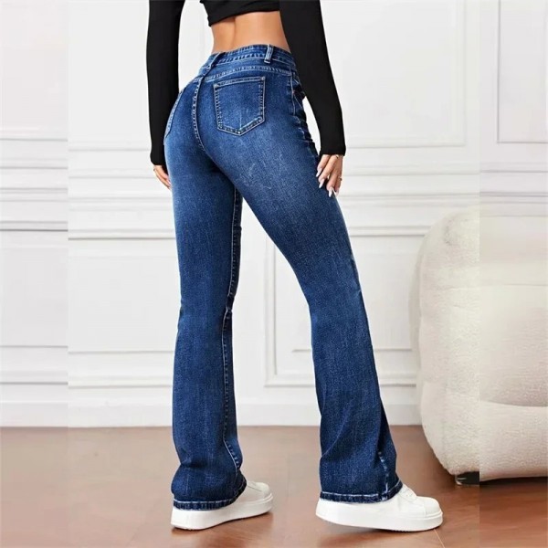 Jean en Denim pour Femme, Pantalon Décontracté Micro Flares Vintage Taille Moyenne Épissure Bureau CommPiedmont|25,19 €|OKKO MODE