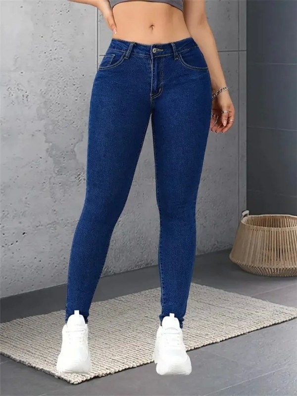 Jean slim à jambes droites pour femmes, pantalon en denim coupe crayon bleu gris noir sexy long|22,49 €|OKKO MODE