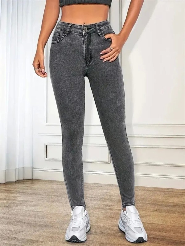 Jean slim à jambes droites pour femmes, pantalon en denim coupe crayon bleu gris noir sexy long|22,49 €|OKKO MODE