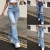 Jean taille haute déchiré pour femmes, pantalon évasé décontracté femme fjS-2XL 2023 | 24,87 $ | OKKO MODE