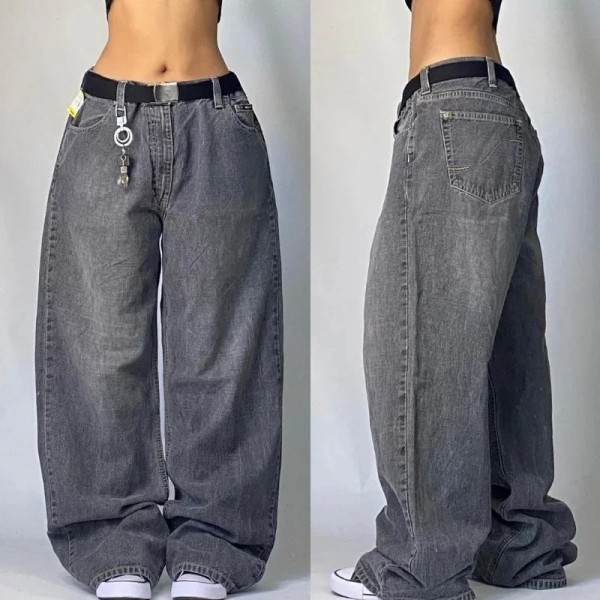 Jeans baggy taille haute pour femmes, pantalons à jambes larges streetwear féminin Y2K Harajuku|29,69 €|OKKO MODE