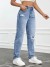 Jean déchiré taille haute automne 2023 pour femmes - Slim Denim jambe droite pantalon casual | 23,96 $ | OKKO MODE