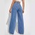 Jean Droit Bleu Foncé Femme Jambes Larges Amincissant | 21,69 $ | OKKO MODE