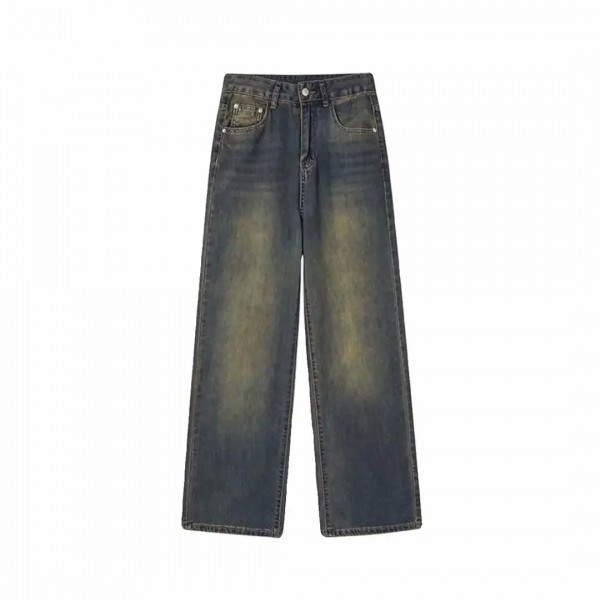 Jean Vintage à Jambes Larges pour Femme et Fille, Pantalon Taille Haute Amincissant|26,99 €|OKKO MODE