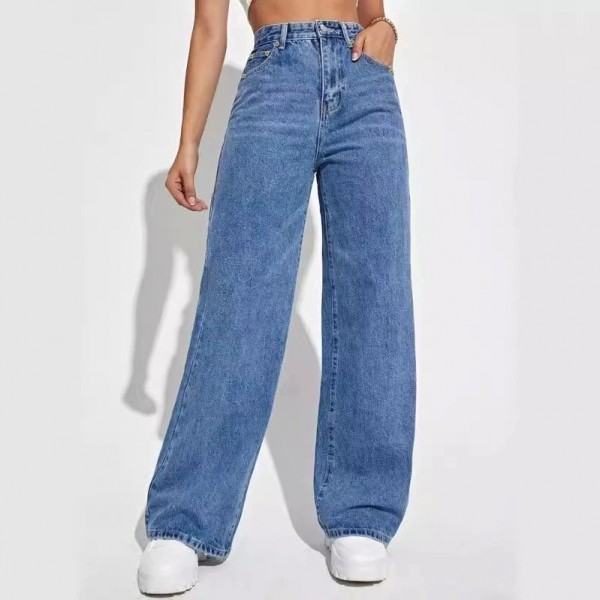 Jean ample à jambes larges pour femmes, pantalon amincissant européen et américain|26,99 €|OKKO MODE