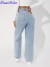 Calça jeans feminina cintura alta, estilo moderno com rasgos no joelho. | 22,81 $ | OKKO MODE