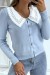 Chaqueta azul con cuello Claudine | 10,92 $ | OKKO MODE