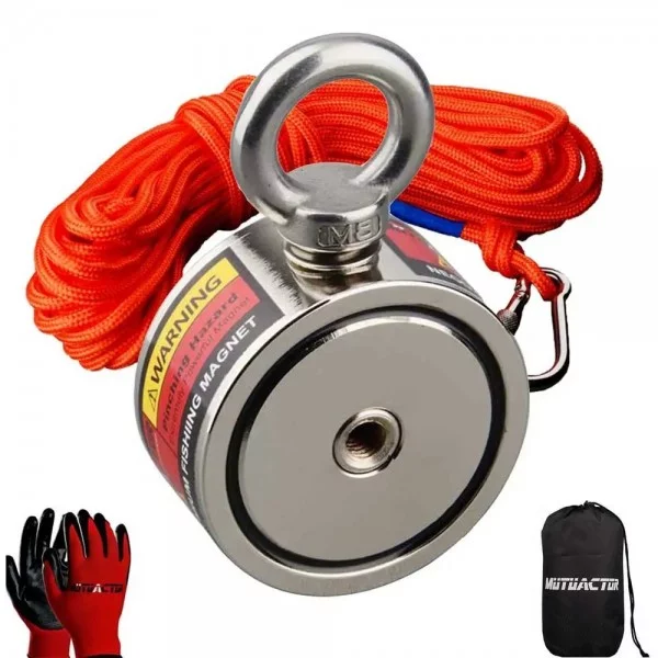 Kit de pêche à aimant double face - néodyme UL, griffe, gants, colle, plastique et accessoires magnétiques