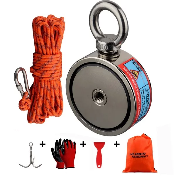 Kit de pêche à aimant double face - néodyme UL, griffe, gants, colle, plastique et accessoires magnétiques