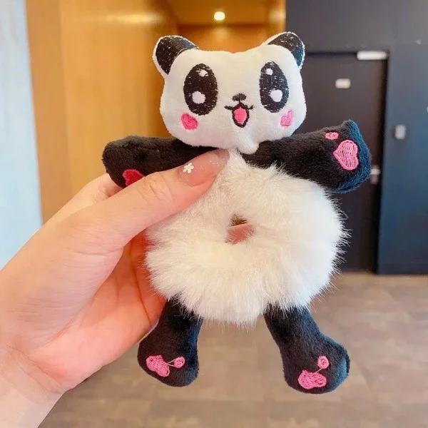 Chouchou élastique en peluche pour femmes - Bande de cheveux mignonne verte