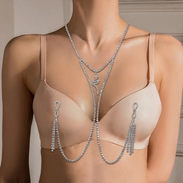 Accessoires de bikini Stonefans - Bijoux de corps strass, soutien-gorge sexy