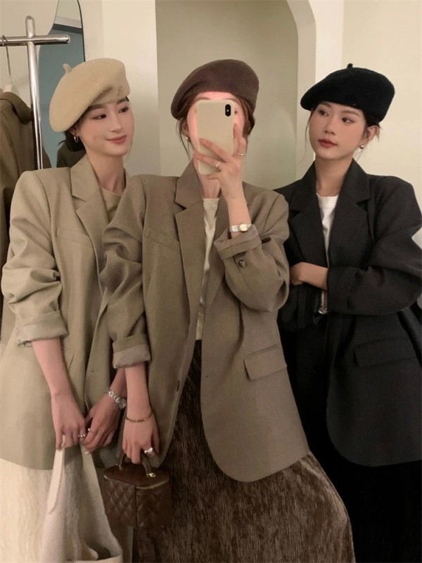 Veste feminina casual em algodão e linho - primavera
