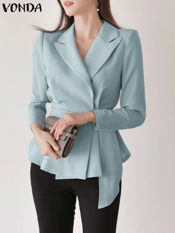 Eleganter Blazer mit Sulfet-Ärmeln und umgekrempeltem Kragen für Damen