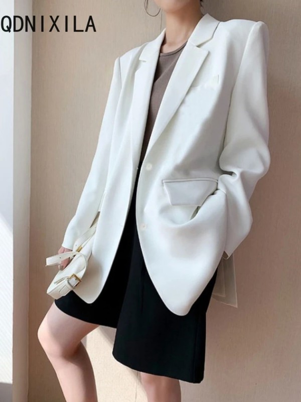 Blazer blanco estilo coreano para mujer - Elegante y transpirable