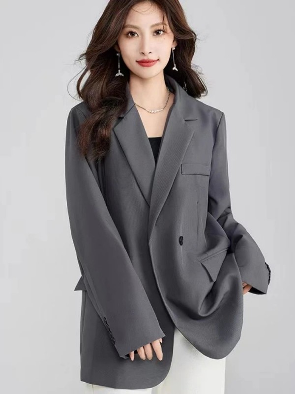 Veste curta cinza estilo coreano para mulher