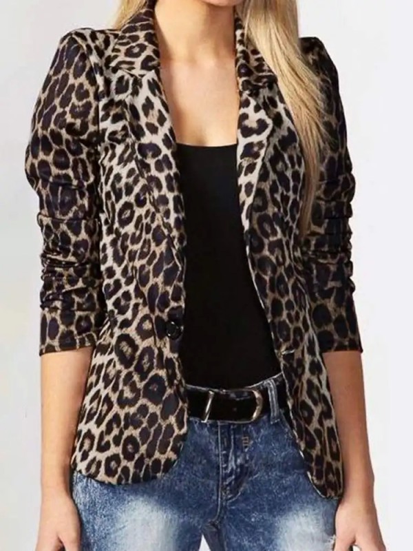 Blazer Mujer Estampado Leopardo 2025