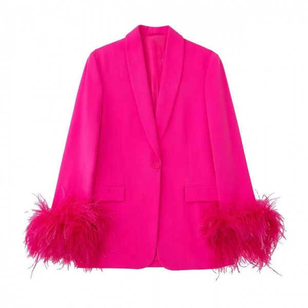 Blazers en plumes pour femmes, coupe couvertes, simple boutonnage