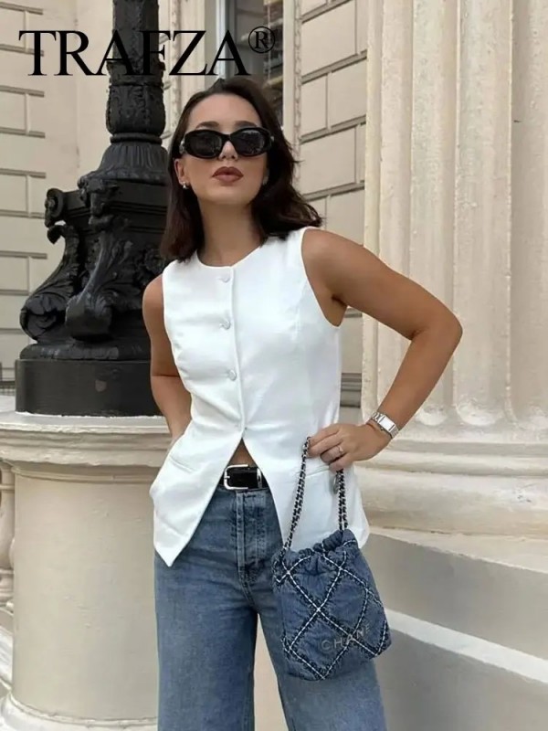 Blazer blanco elegante para mujer - Verano 2024