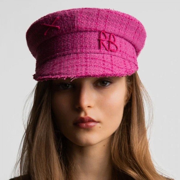 Casquette tweed multifonction femme - plaid rose lettre garçon boulanger