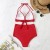 Maillot de bain push up pour femmes, couleur unie, taille haute, rouge, blanc, rose, vêtements de plage, d'été, 2024 | 10,88 $ | OKKO MODE
