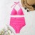 Maillot de bain push up pour femmes, couleur unie, taille haute, rouge, blanc, rose, vêtements de plage, d'été, 2024 | 10,88 $ | OKKO MODE