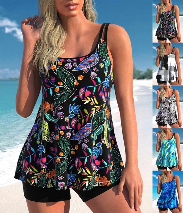 Bikini Damen Sommer Strand Badeanzug Farbdruck Schnürung S-6XL