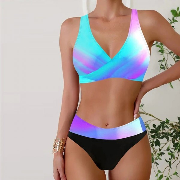 Maillot de bain d'été pour femmes bleu et violet - Tankini Top Shorts