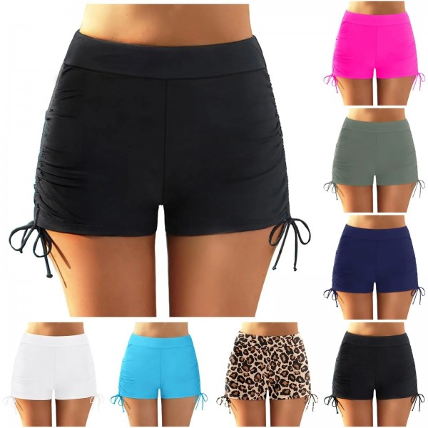Maillot de bain grande taille femme, culotte plage haute froncée