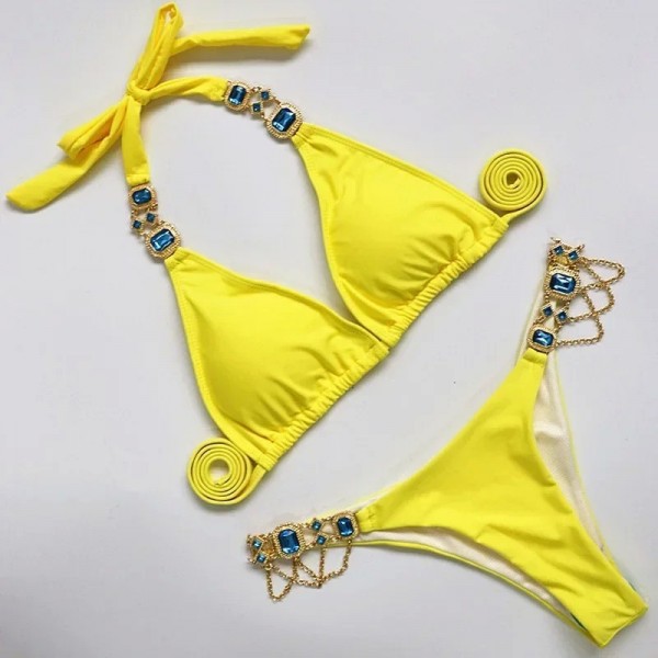 Stylish Two-Piece Bikini with Metal Accents