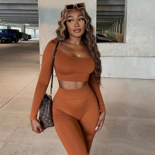 Ensemble Damen Sportanzug, Crop Top und Leggings, Streetwear Set