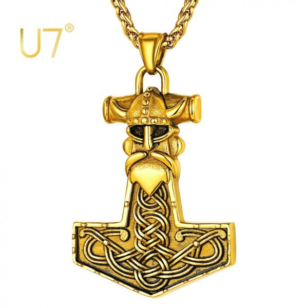 Collier Viking nordique en acier inoxydable pour hommes, pendentif marteau de Thor, accessoires amulette païenne, U7