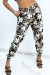 Black Tropical Print Flowy Pants with Ankle Cuffs | €6.17 | OKKO MODE