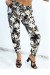 Black Tropical Print Flowy Pants with Ankle Cuffs | €6.17 | OKKO MODE