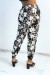 Black Tropical Print Flowy Pants with Ankle Cuffs | €6.17 | OKKO MODE