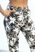 Black Tropical Print Flowy Pants with Ankle Cuffs | €6.17 | OKKO MODE