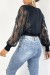 Pull cache coeur court noir avec manches bouffante en dentelle | 10,92 $ | OKKO MODE