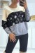 Beige Sequin Pattern Tricolor Fluid Pullover | $10.92 | OKKO MODE